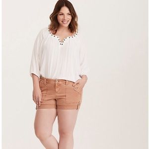 Torrid military shorts in desert peach